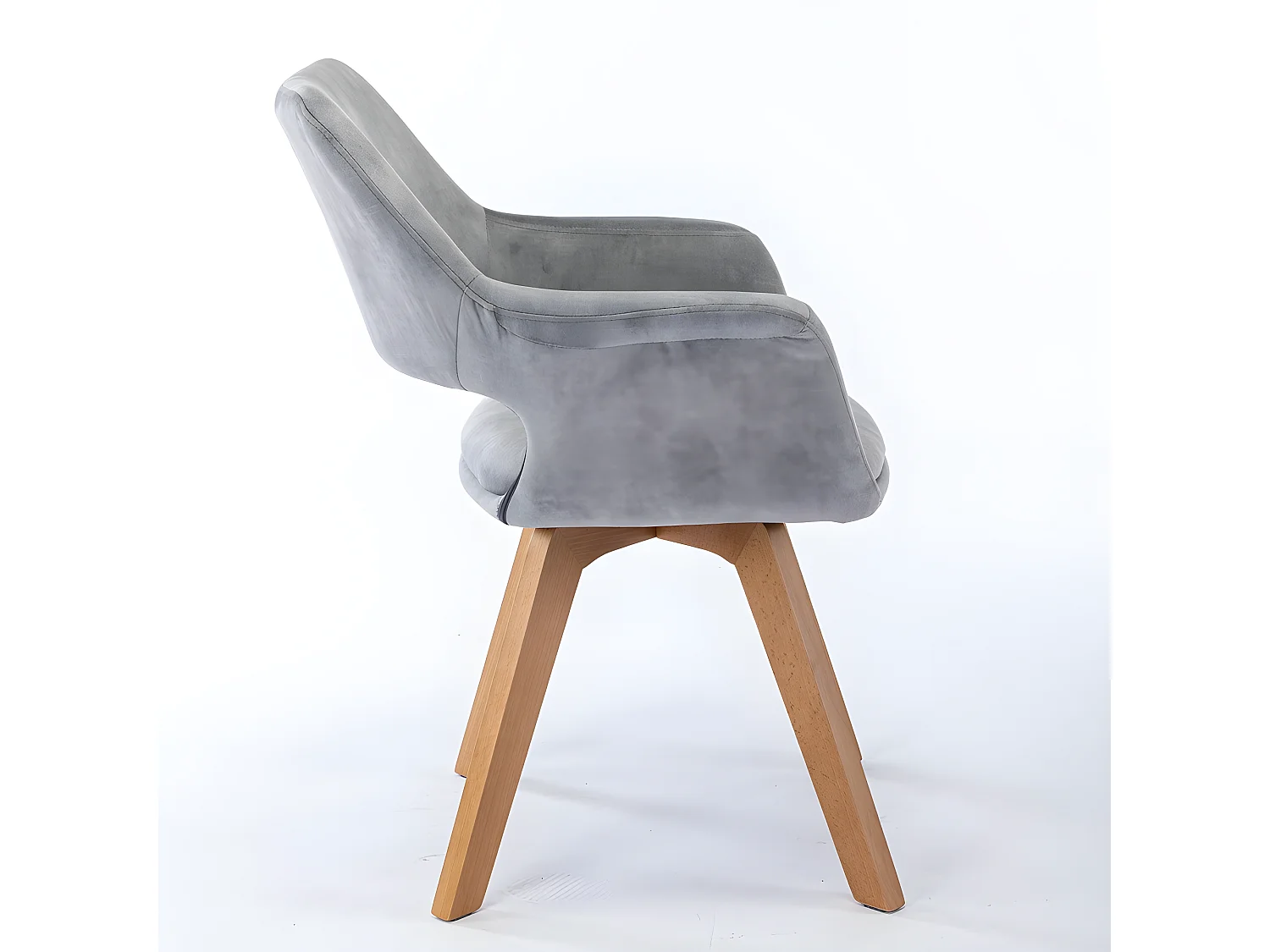 Stuhl mit armlehnen 2er-Set - Stoff & Massivholz - Hellgrau - MILA