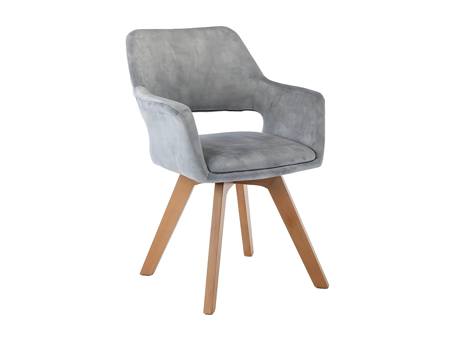 Stuhl mit armlehnen 2er-Set - Stoff & Massivholz - Hellgrau - MILA