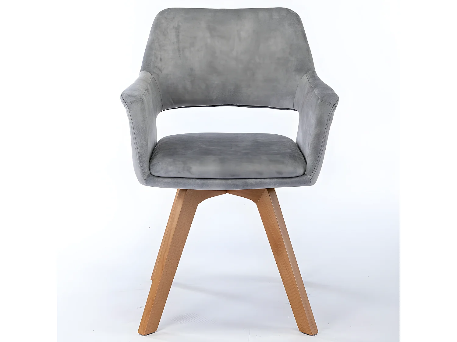 Stuhl mit armlehnen 2er-Set - Stoff & Massivholz - Hellgrau - MILA