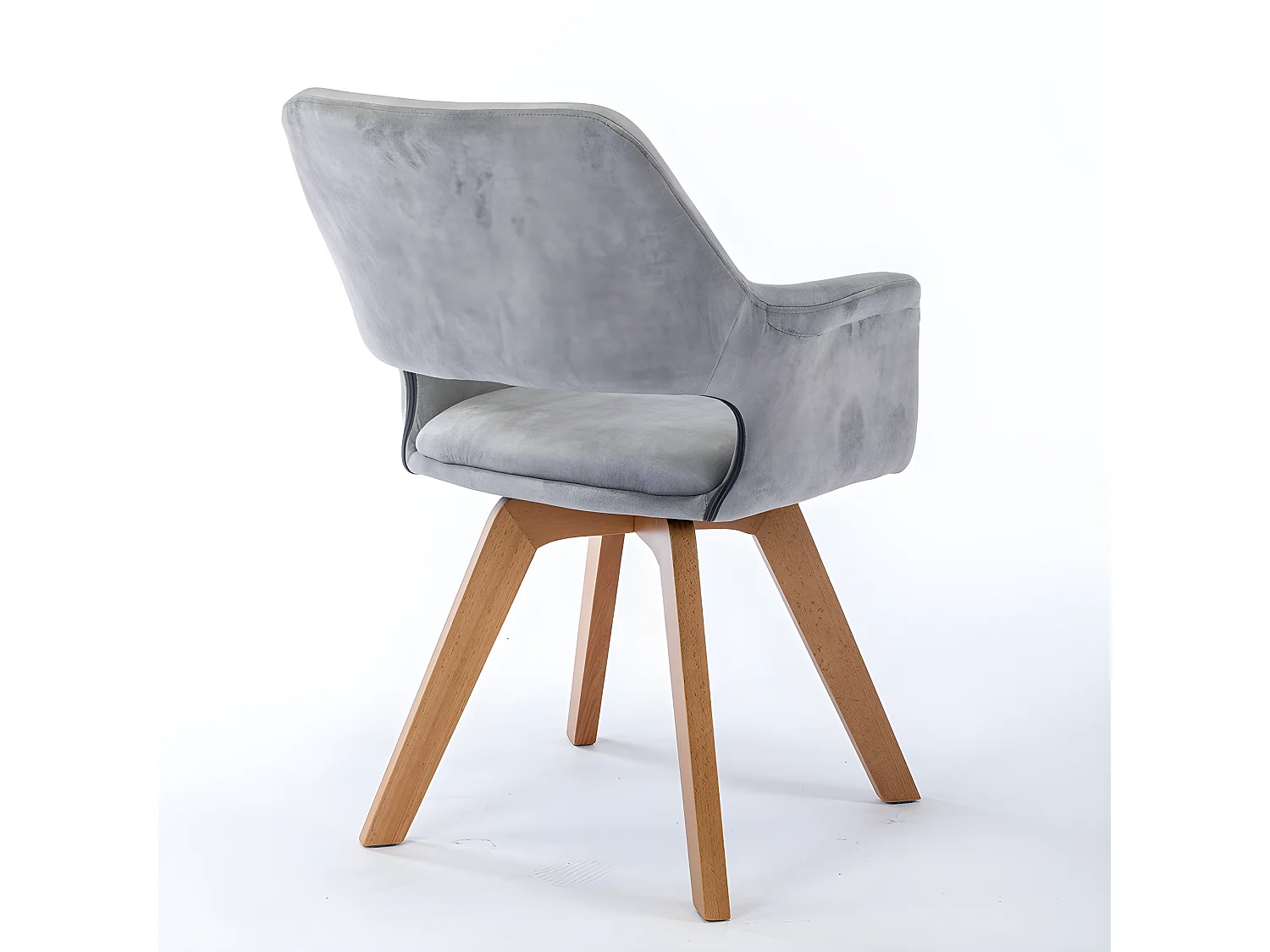 Stuhl mit armlehnen 2er-Set - Stoff & Massivholz - Hellgrau - MILA