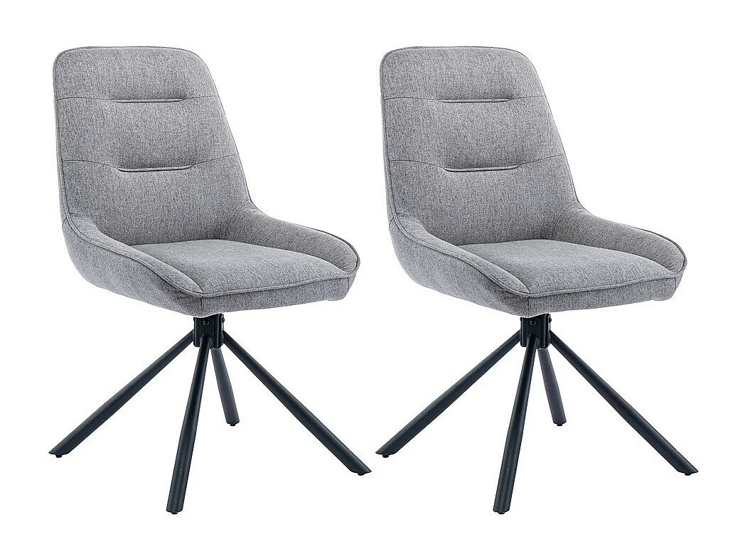 Stuhl 2er-Set - Stoff & schwarzes Metall - Türkis - KANO