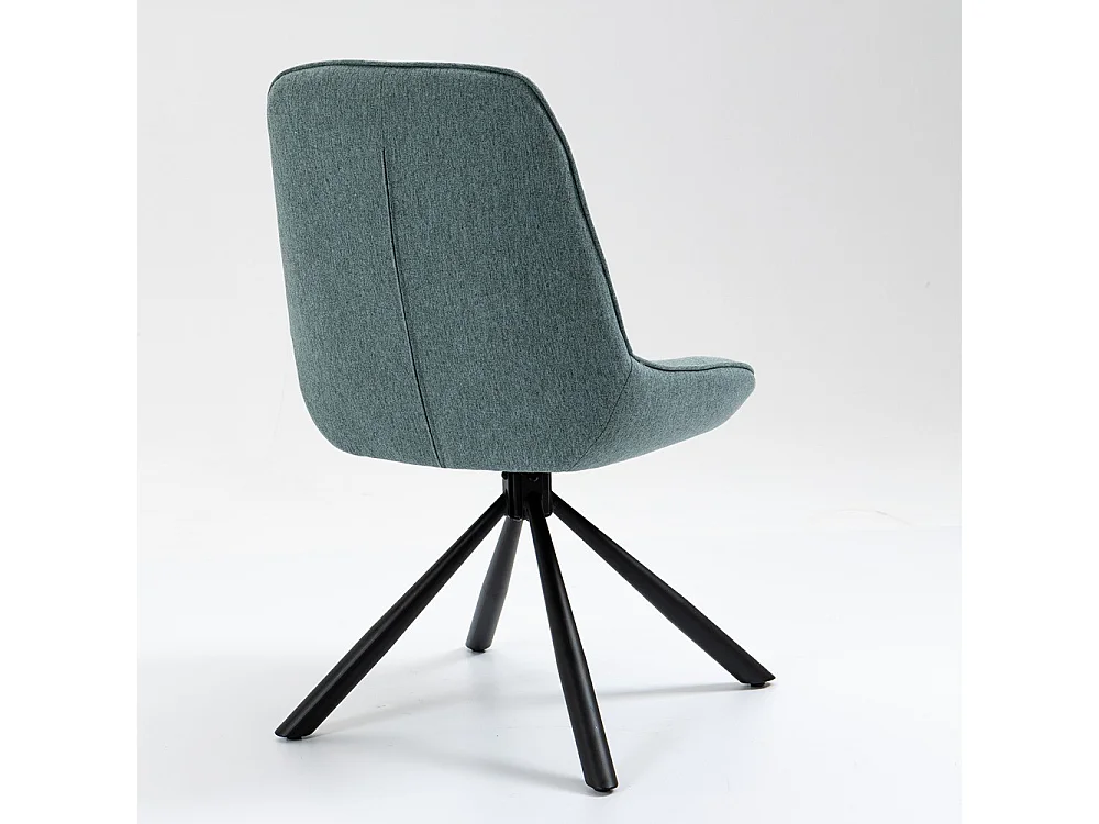 Lot de 2 chaises - tissu et métal noir - turquoise - KANO