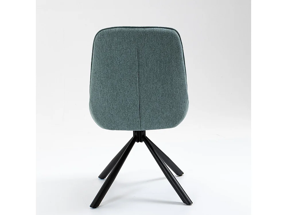 Lot de 2 chaises - tissu et métal noir - turquoise - KANO