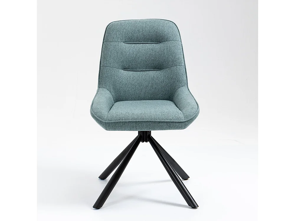 Lot de 2 chaises - tissu et métal noir - turquoise - KANO