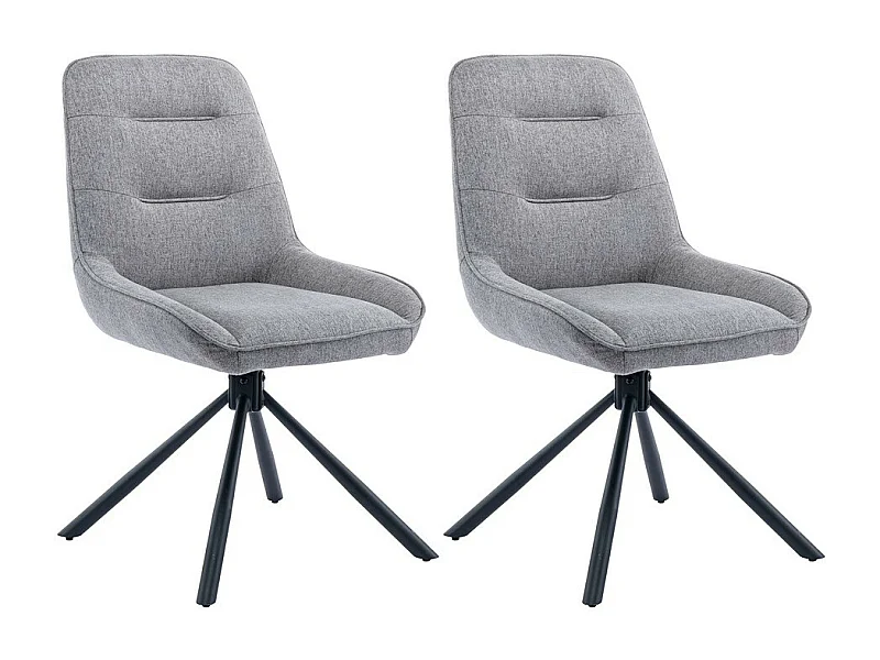 Lot de 2 chaises - tissu et métal noir - turquoise - KANO