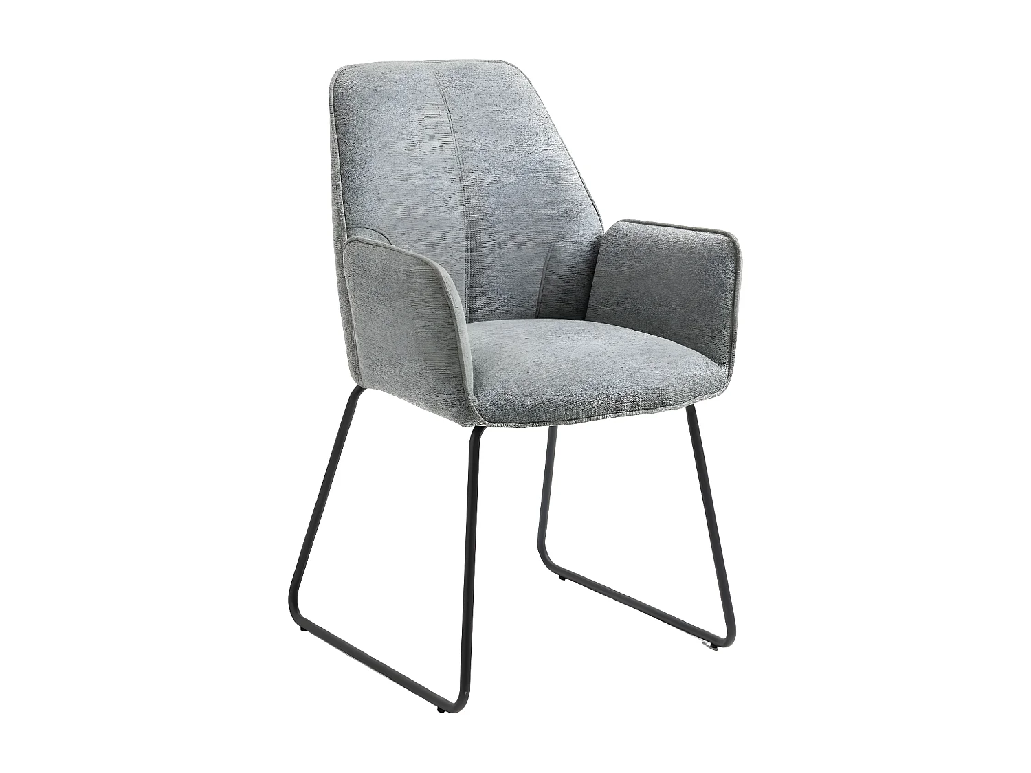 Stuhl mit armlehnen 2er-Set - Stoff & schwarzes Metall - Grau - DORIA