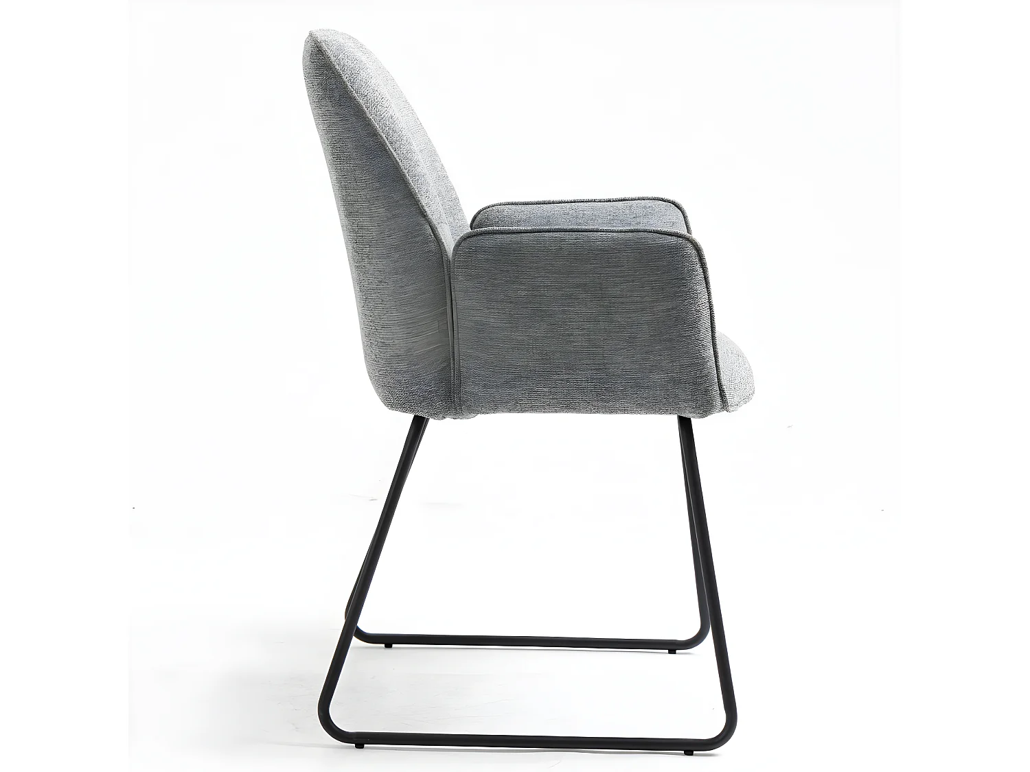 Stuhl mit armlehnen 2er-Set - Stoff & schwarzes Metall - Grau - DORIA