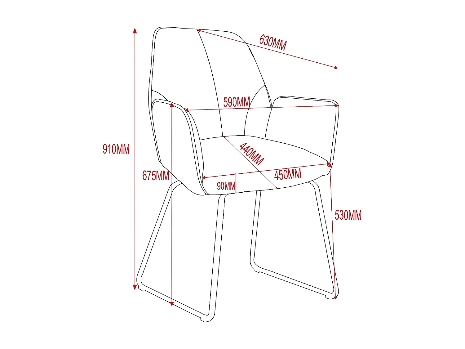 Stuhl mit armlehnen 2er-Set - Stoff & schwarzes Metall - Grau - DORIA