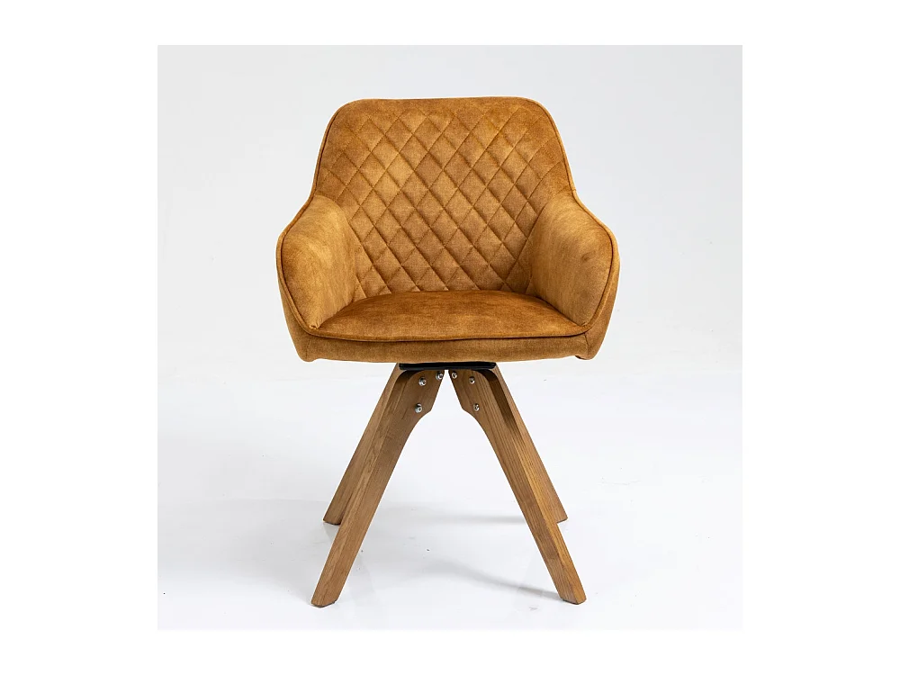 Chaise avec accoudoirs, lot de 2 - tissu et bois massif - Curcuma - VELONA