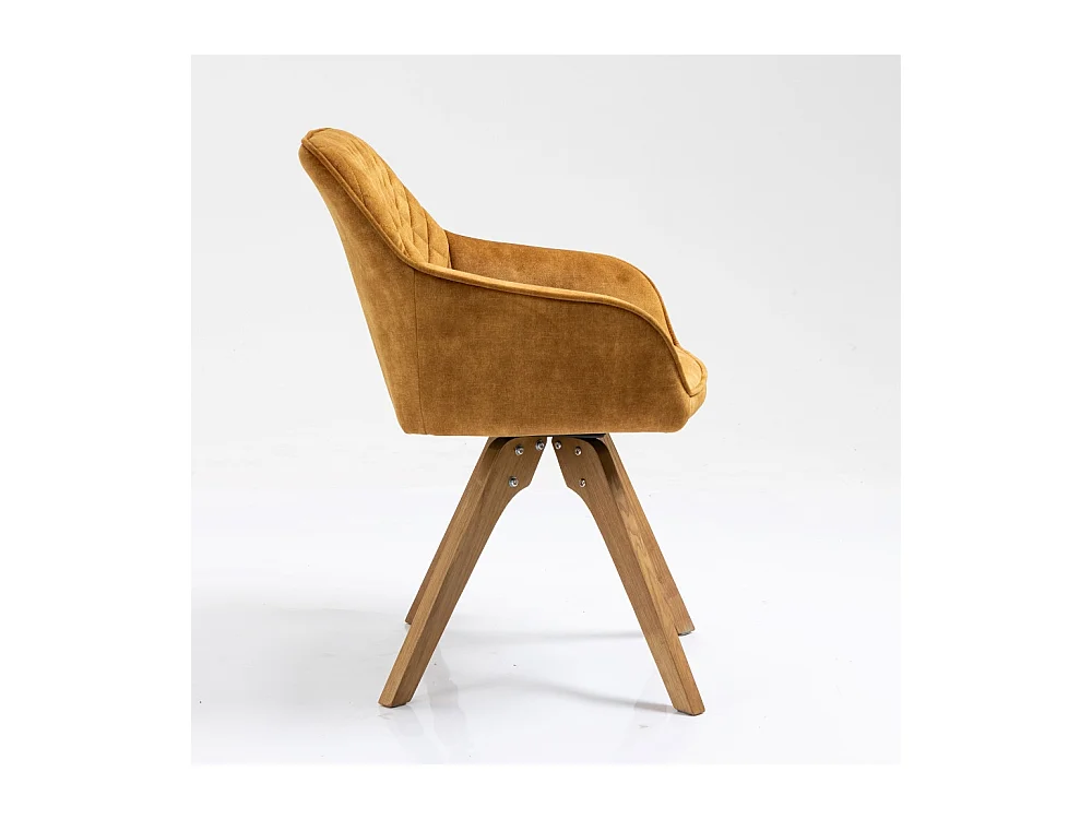 Chaise avec accoudoirs, lot de 2 - tissu et bois massif - Curcuma - VELONA