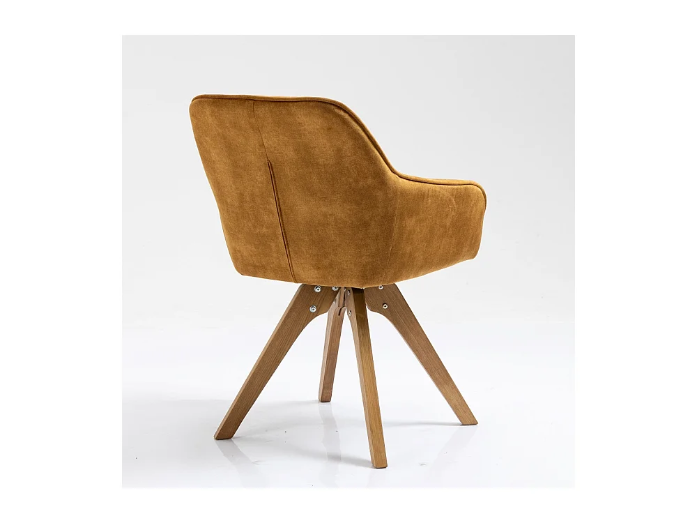 Chaise avec accoudoirs, lot de 2 - tissu et bois massif - Curcuma - VELONA