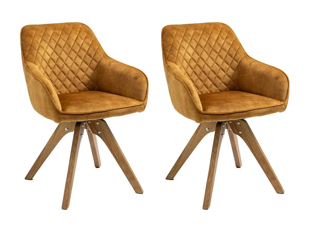 Chaise avec accoudoirs, lot de 2 - tissu et bois massif - Curcuma - VELONA