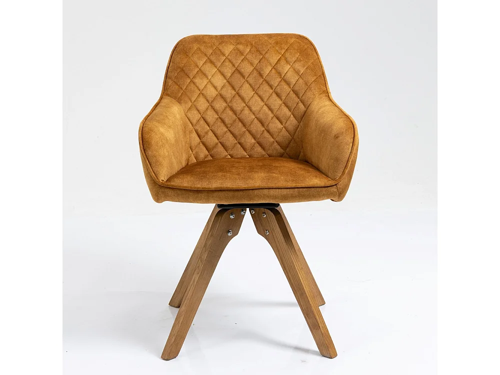 Chaise avec accoudoirs, lot de 2 - tissu et bois massif - Curcuma - VELONA