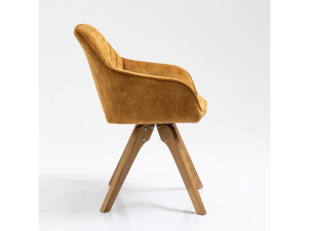 Chaise avec accoudoirs, lot de 2 - tissu et bois massif - Curcuma - VELONA