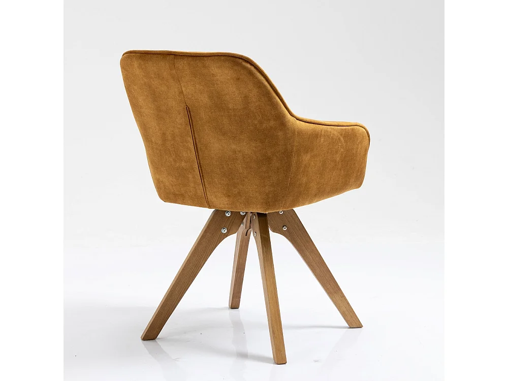 Chaise avec accoudoirs, lot de 2 - tissu et bois massif - Curcuma - VELONA