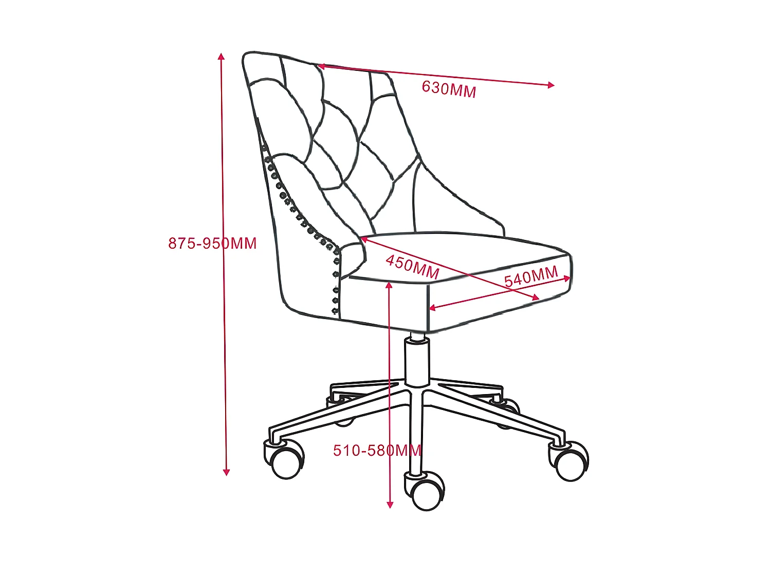 Cadeira de escritório regulável em altura, conjunto de 2 - tecido - cinzento - TIME