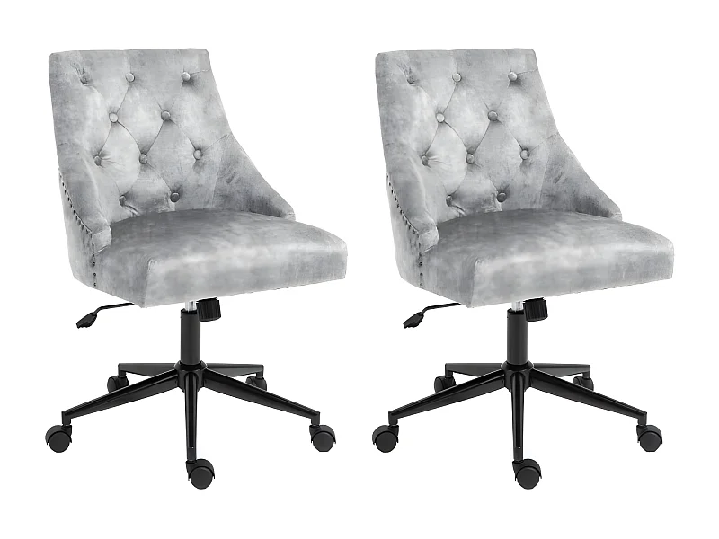 Sedia da ufficio regolabile in altezza, set da 2 - tessuto - grigio - TEMPO