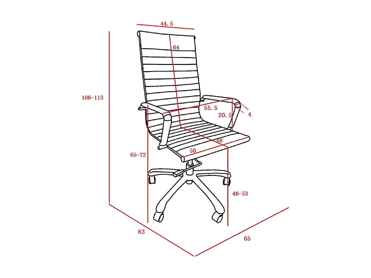 Cadeira de escritório regulável em altura - pele sintética - preta - MENART