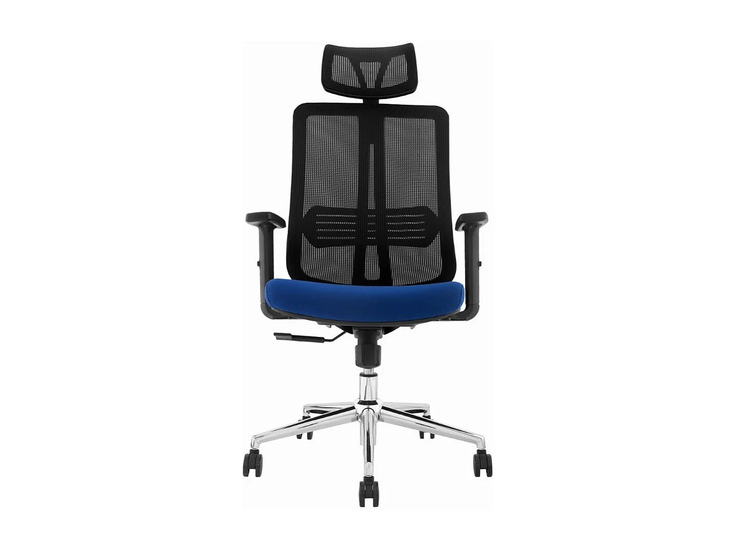 Chaise de bureau réglable en hauteur - tissu et résille - noir et bleu - AMANE