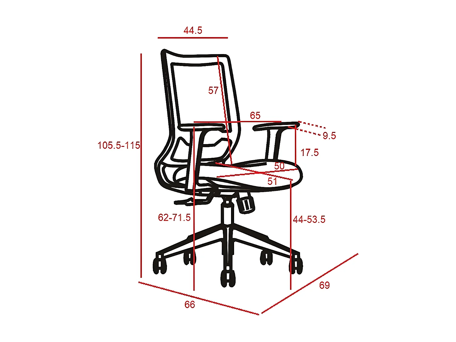 Chaise de bureau réglable en hauteur - tissu - bleu - JASMIN