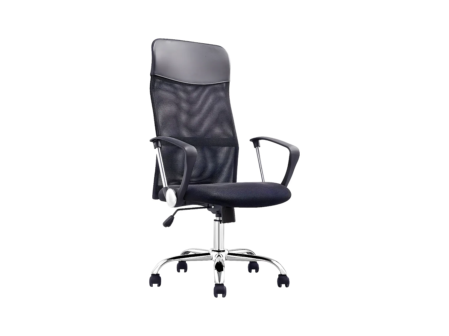 Chaise de bureau réglable en hauteur - tissu et résille - noir - ROMUS