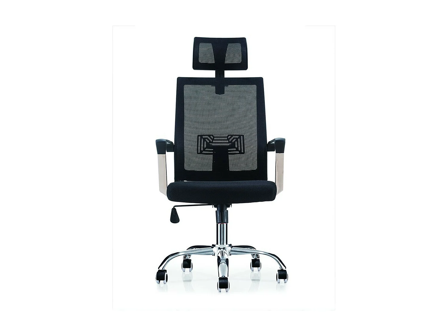 Fotel biurowy z regulacją wysokości - tkanina i siatka - czarny - KIRIS