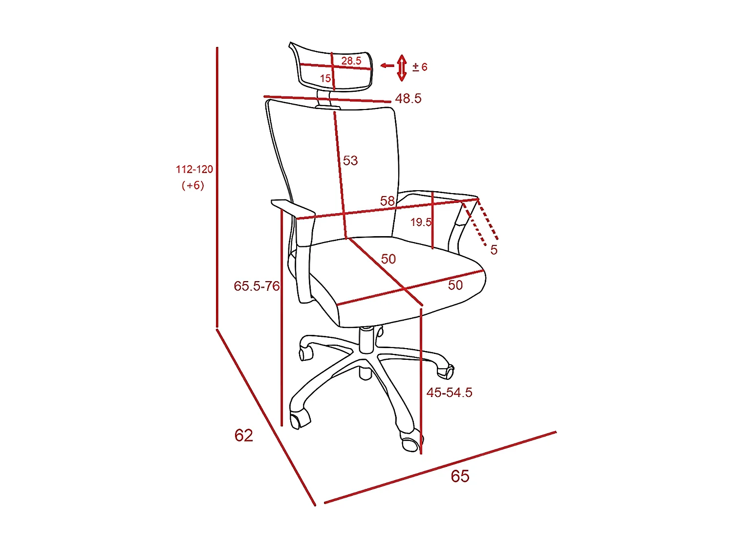 In hoogte verstelbare bureaustoel - stof & mesh - zwart & grijs - DINOSA