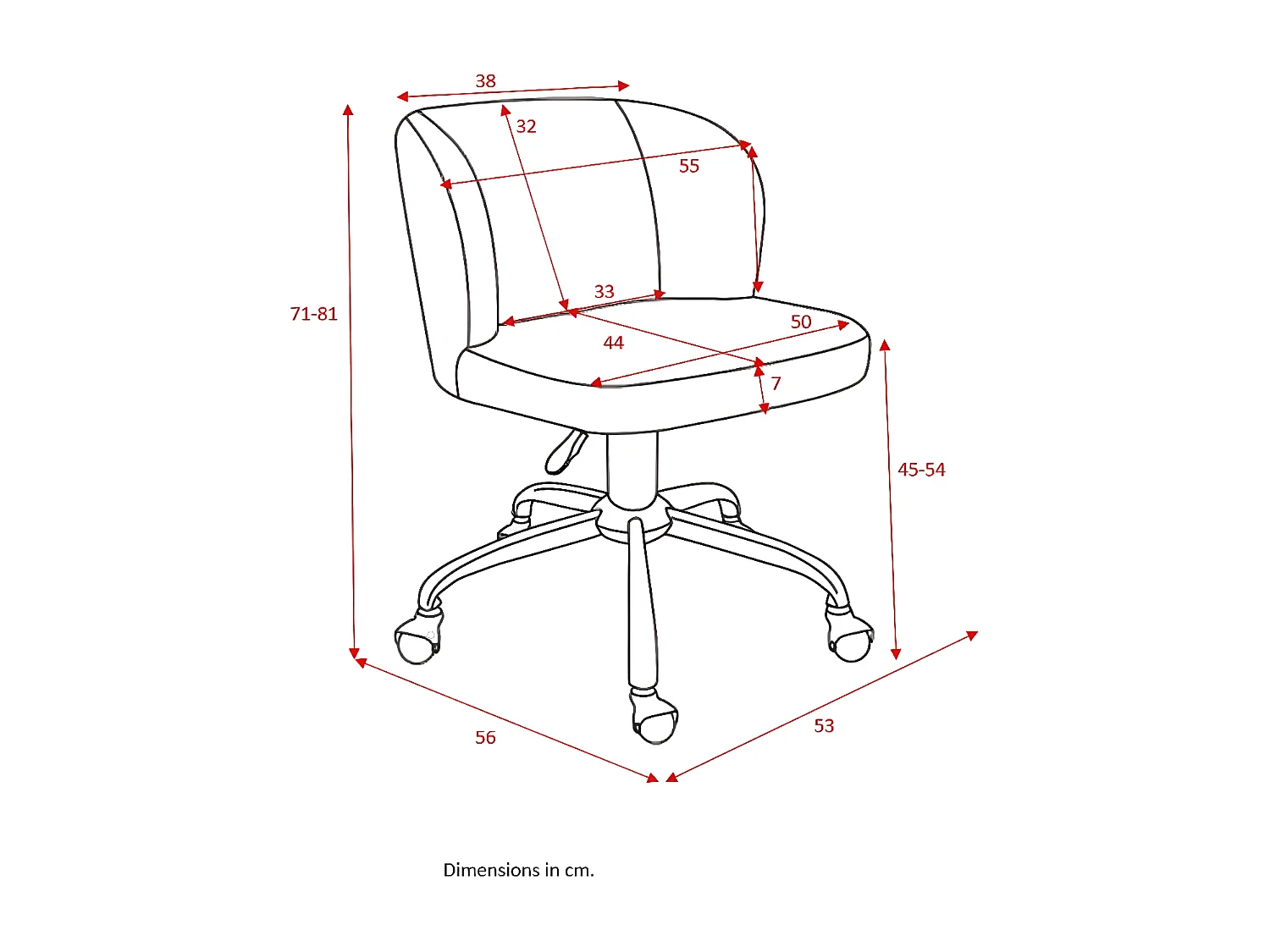 Cadeira de escritório regulável em altura - rústica - tecido - cinzento - VIOLETA