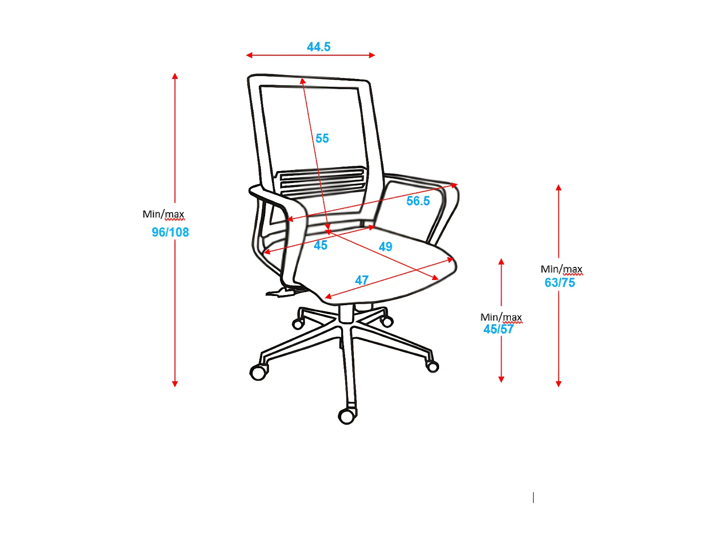 Bürostuhl höhenverstellbar - Stoff & Netz - schwarz - GAVIAL