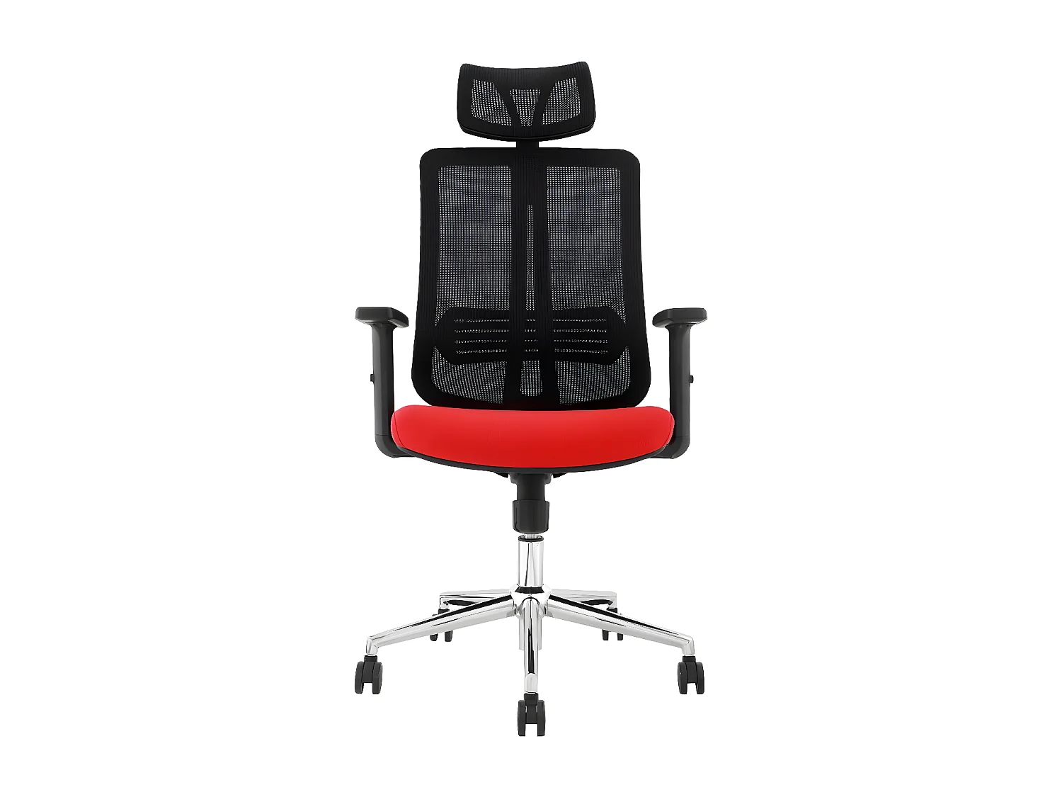 Chaise de bureau réglable en hauteur - tissu et résille - noir et rouge - AMANE