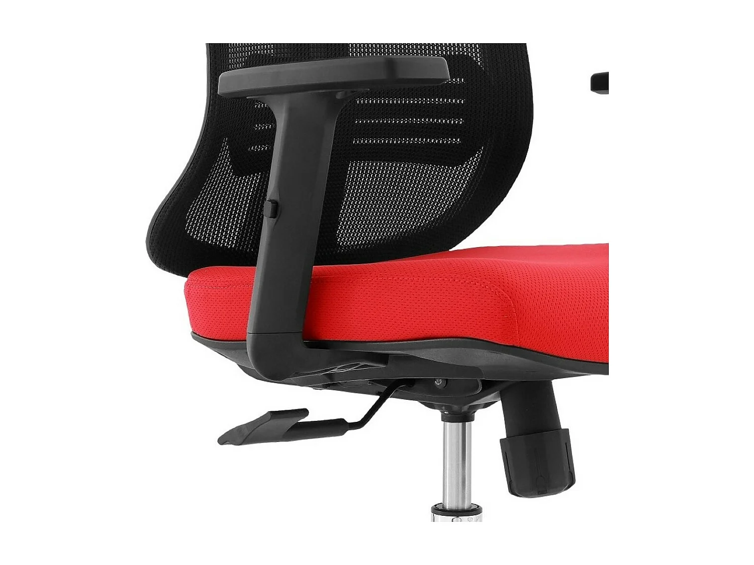 Chaise de bureau réglable en hauteur - tissu et résille - noir et rouge - AMANE