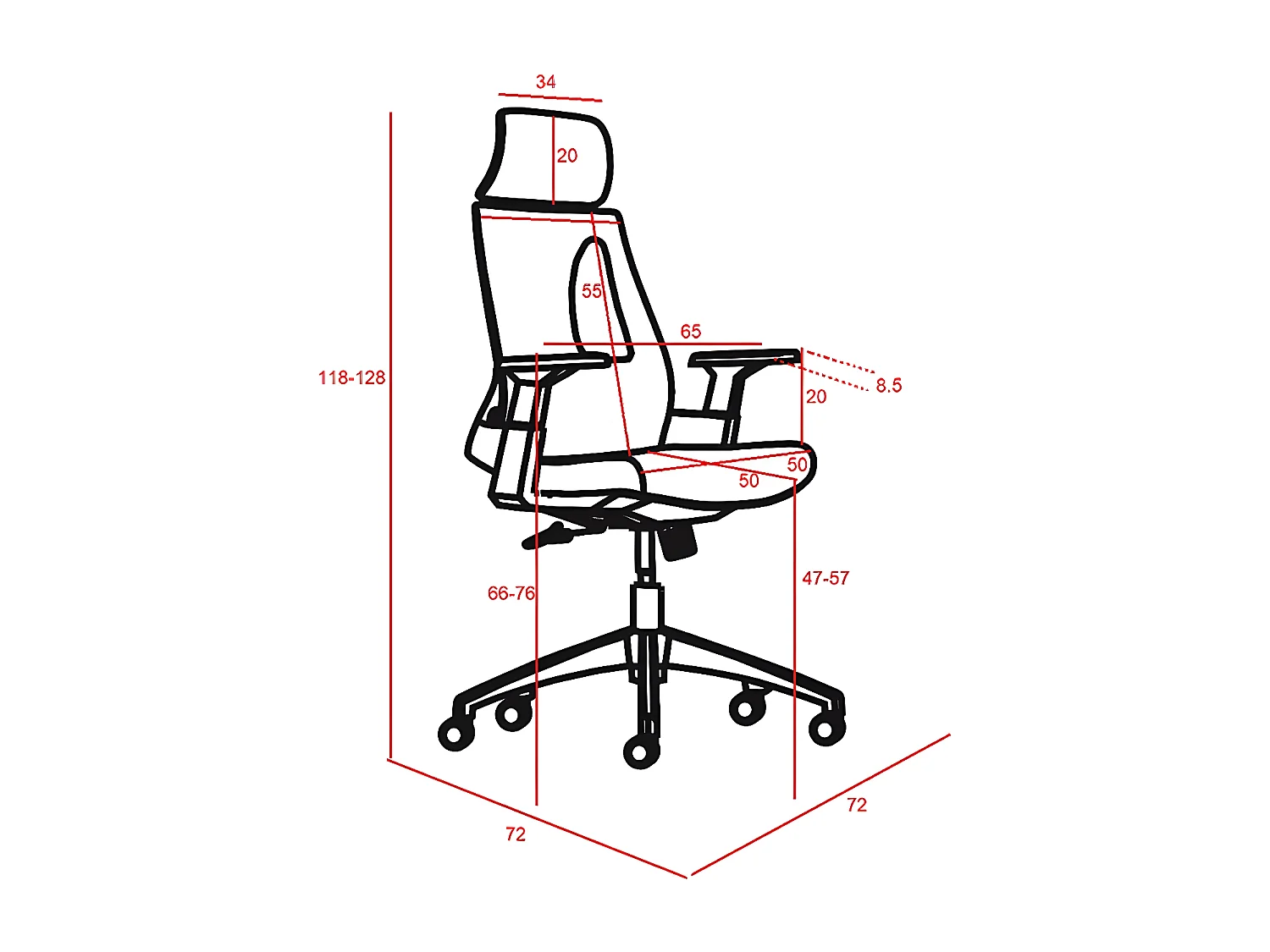 Chaise de bureau réglable en hauteur - tissu et résille - noir - DASTON