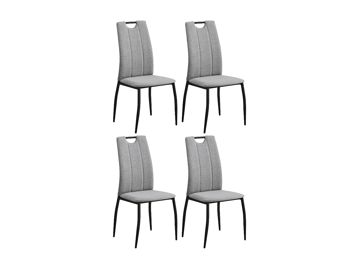 Zestaw krzeseł 4 szt. - tkanina i czarny metal - ciemnoszary - STORY