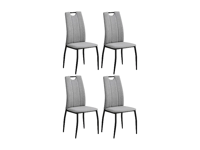 Lot de 4 chaises - tissu et métal noir - gris foncé - STORY