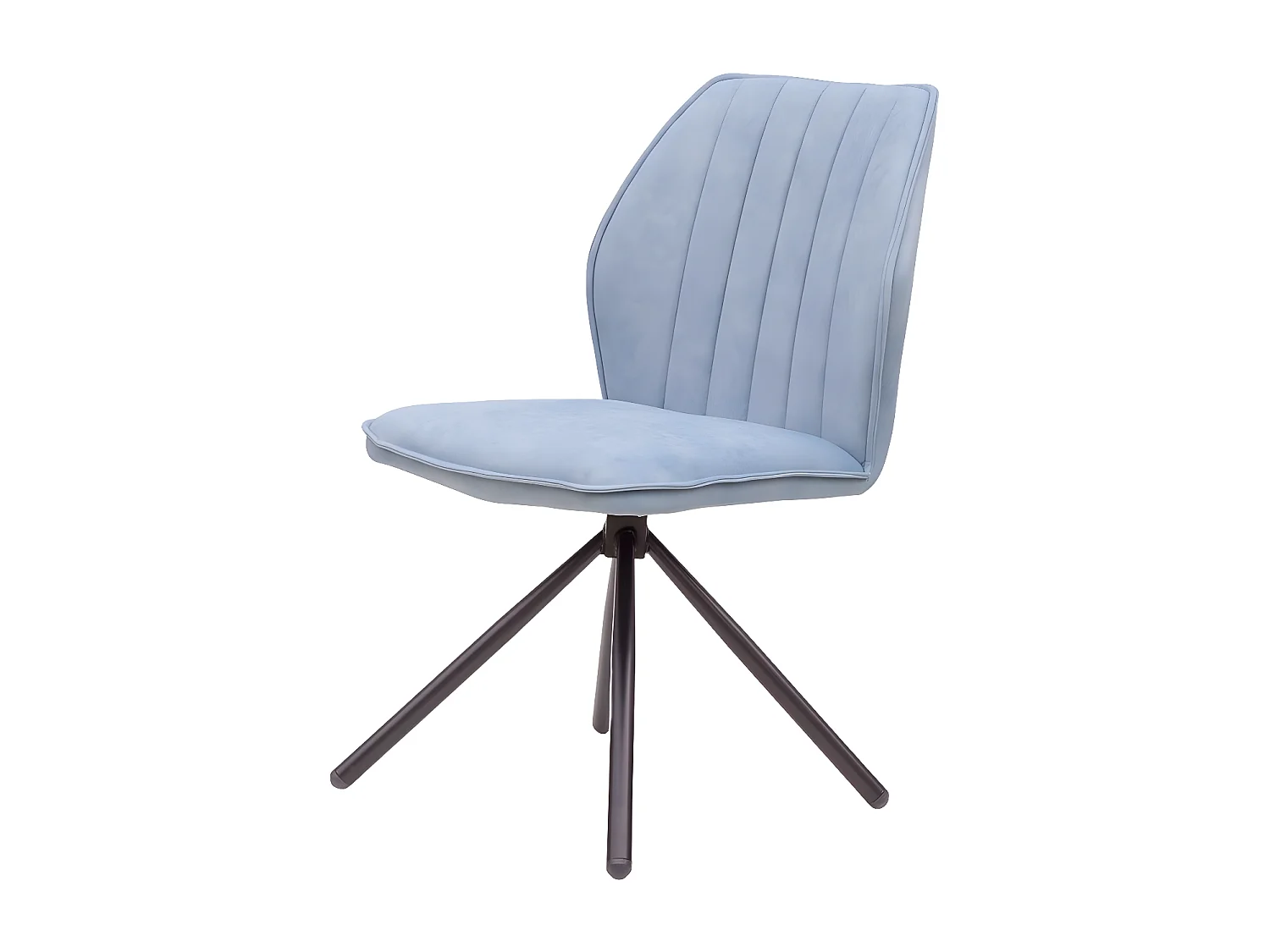 Lot de 2 chaises - tissu et métal noir - bleu clair - JAN