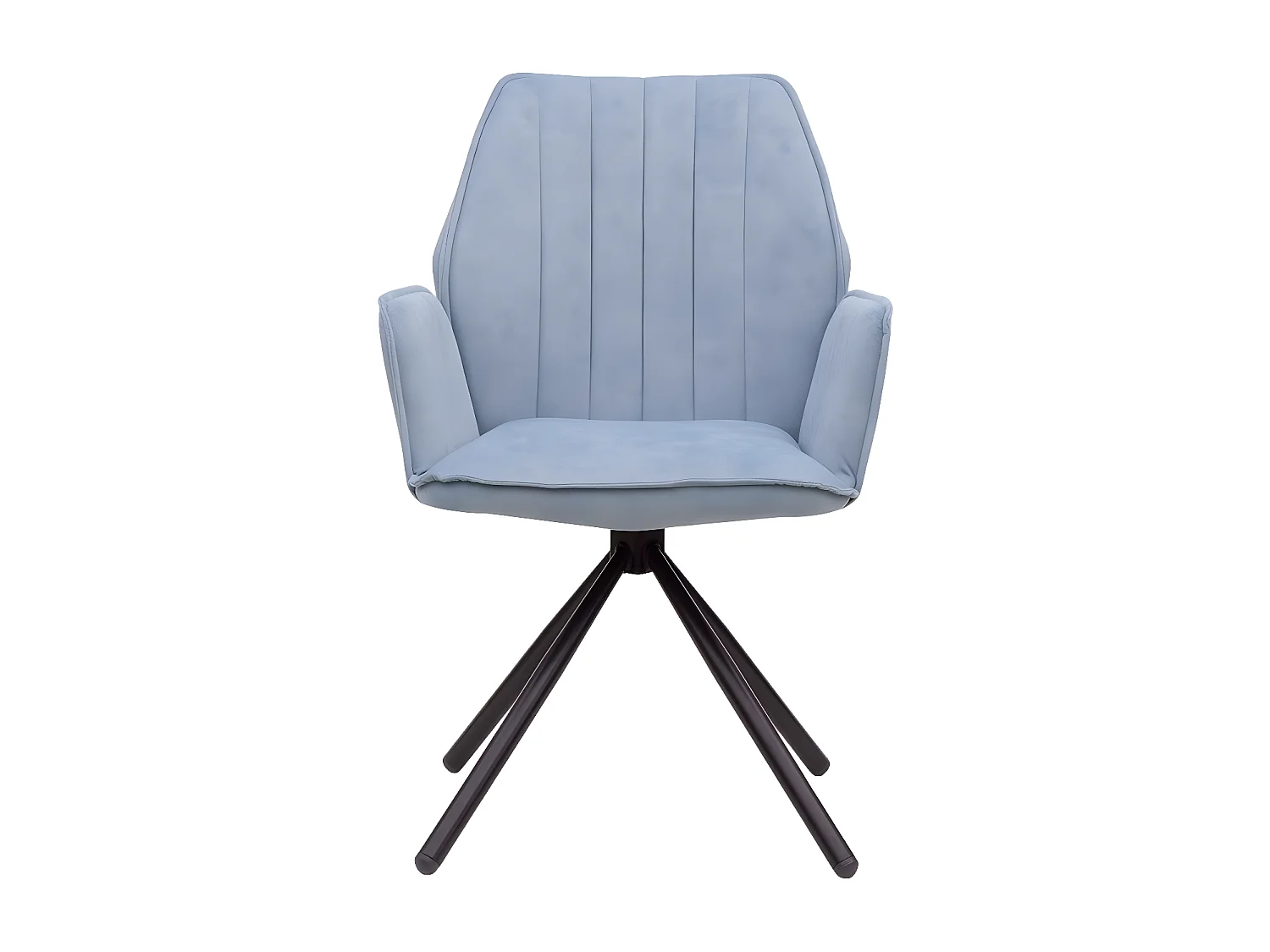 Stuhl 2er-Set - Stoff & schwarzes Metall - Hellblau - JANSON