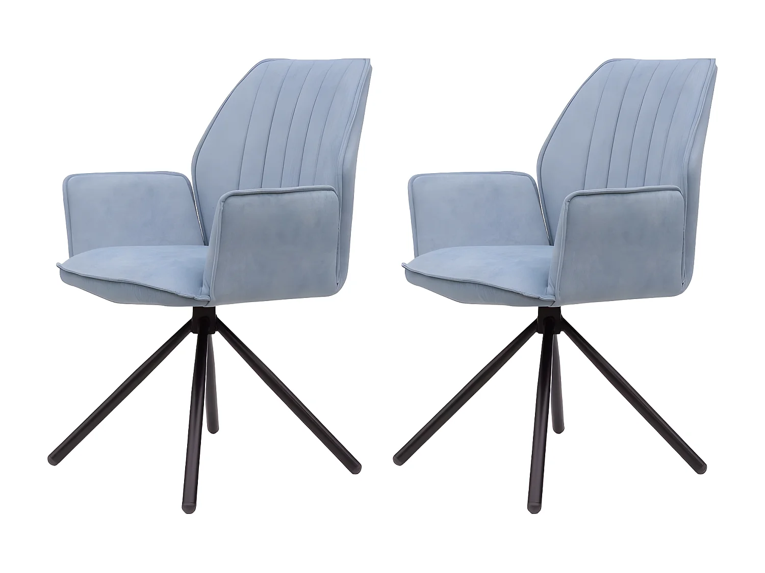 Lot de 2 chaises - tissu et métal noir - bleu clair - JANSON