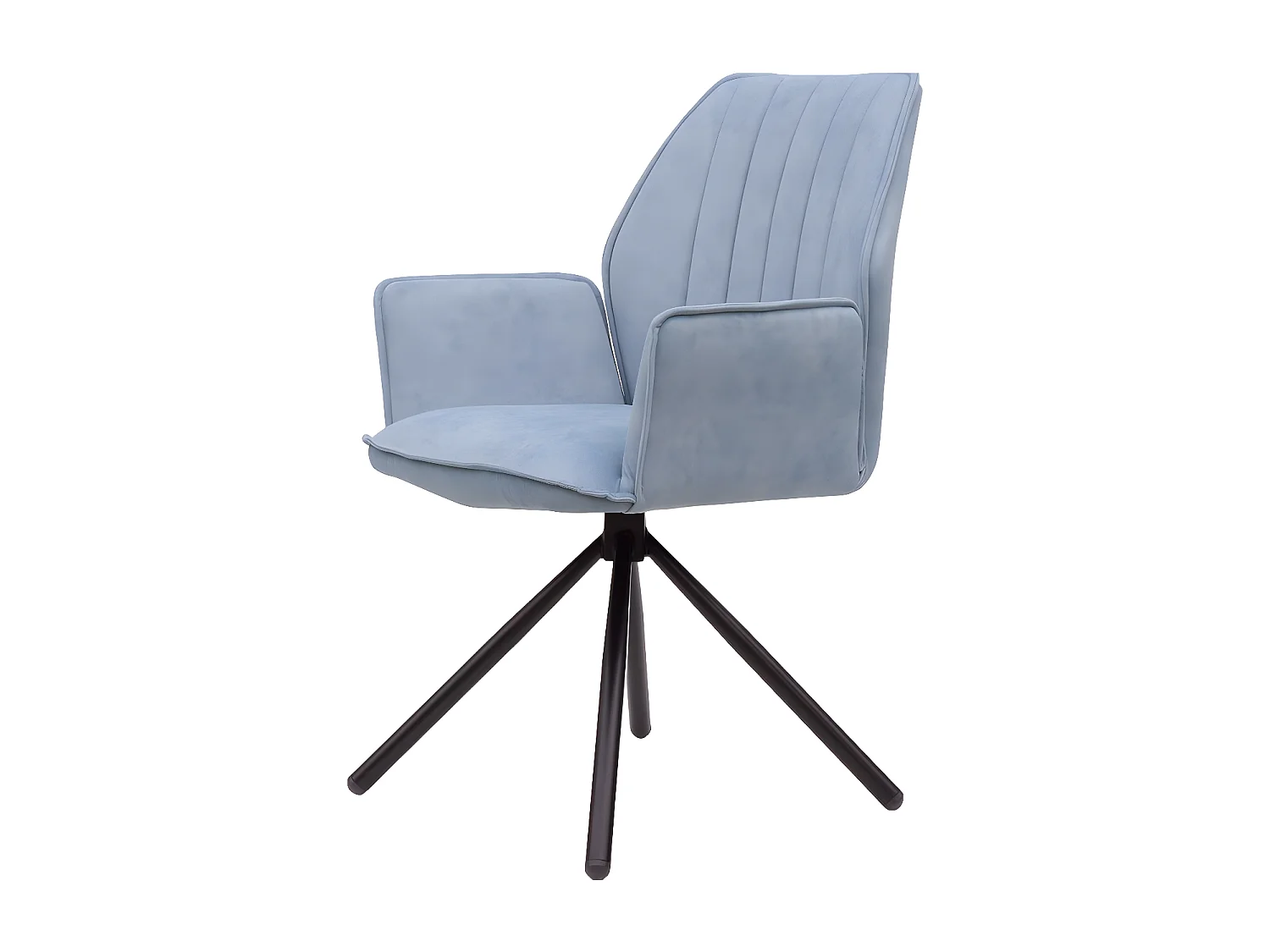 Lot de 2 chaises - tissu et métal noir - bleu clair - JANSON