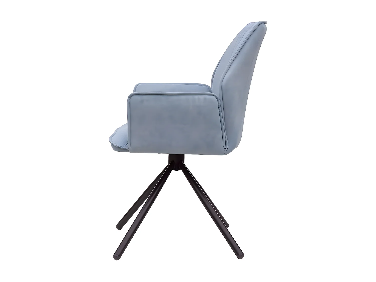 Lot de 2 chaises - tissu et métal noir - bleu clair - JANSON