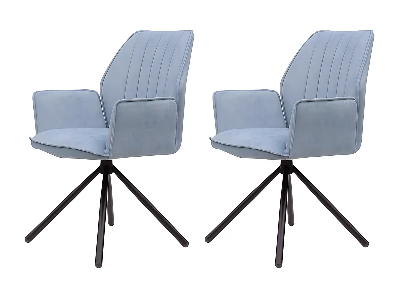 Lot de 2 chaises - tissu et métal noir - bleu clair - JANSON