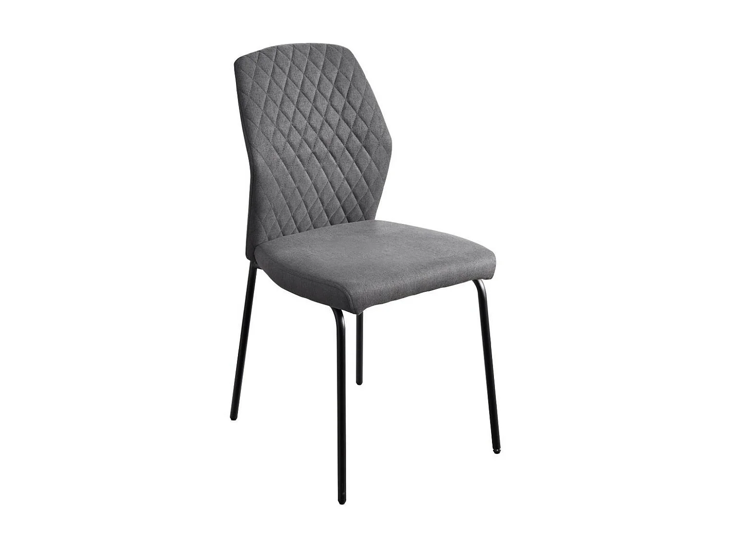 Stuhl 4er-Set - Stoff & schwarzes Metall - Dunkelgrau - SASHA