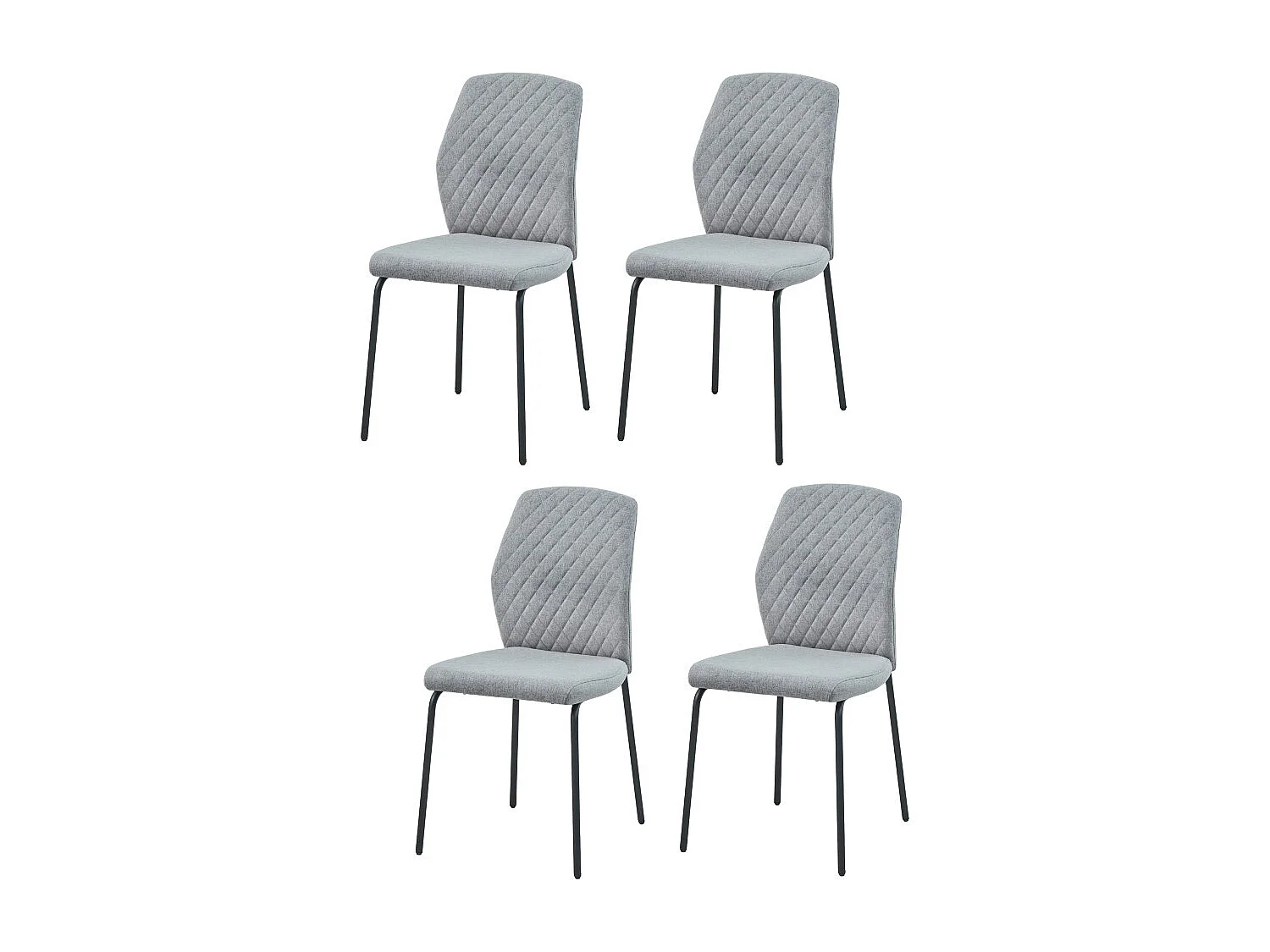 Lot de 4 chaises - tissu et métal noir - gris foncé - SASHA