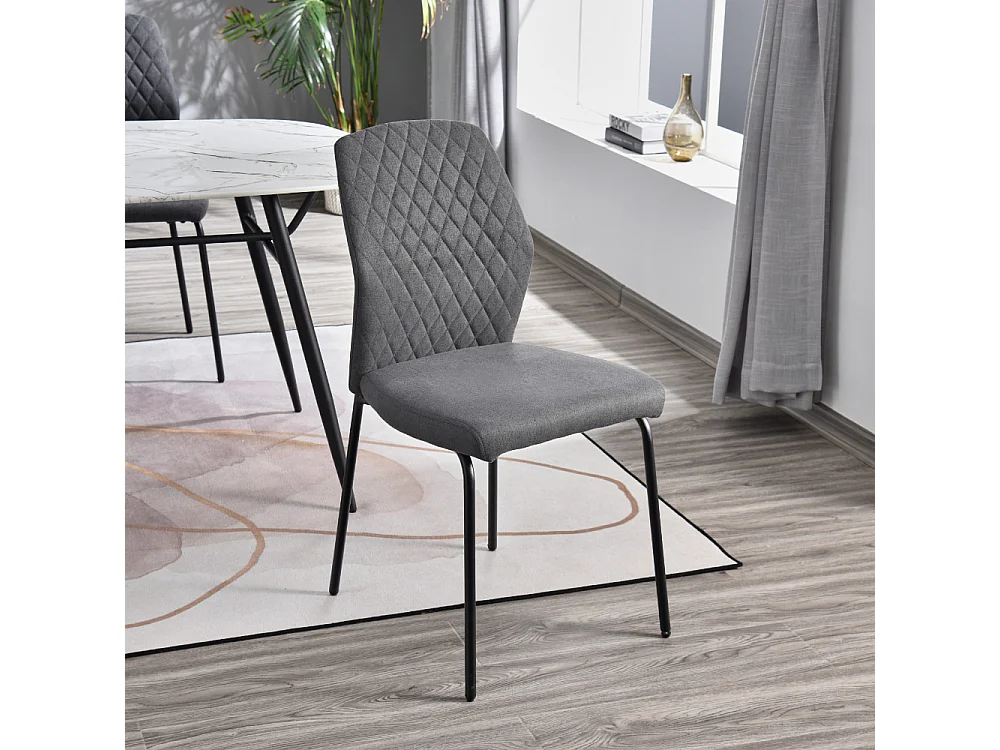 Lot de 4 chaises - tissu et métal noir - gris foncé - SASHA
