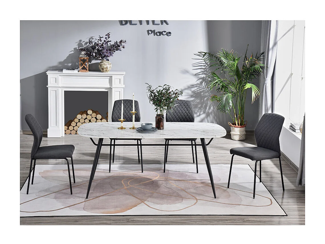 Lot de 4 chaises - tissu et métal noir - gris foncé - SASHA