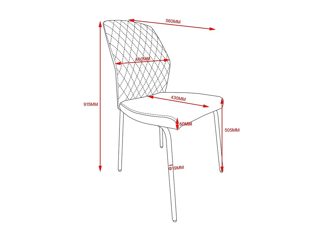Lot de 4 chaises - tissu et métal noir - gris foncé - SASHA