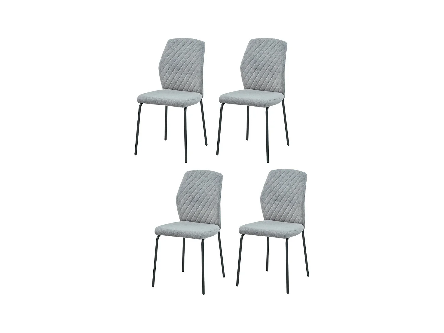 Stuhl 4er-Set - Stoff & schwarzes Metall - Hellgrau - SASHA