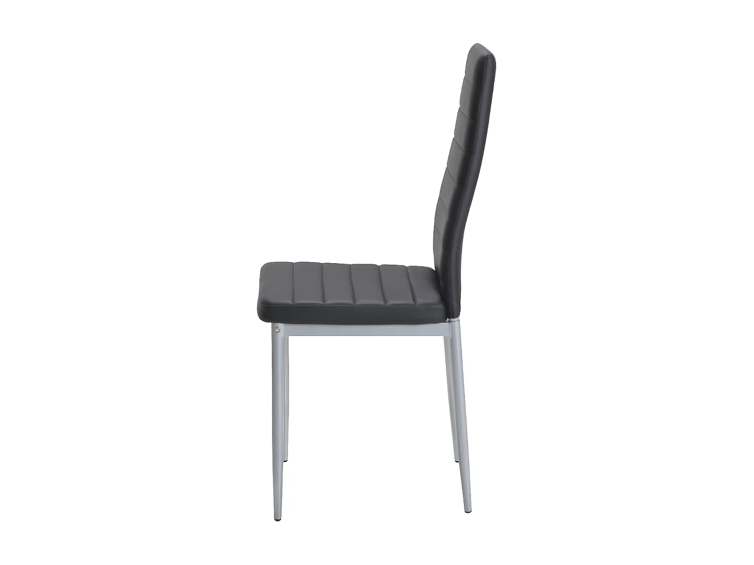 Stuhl 4er-Set - Kunstleder & schwarzes Metall - Schwarz - DEJANA