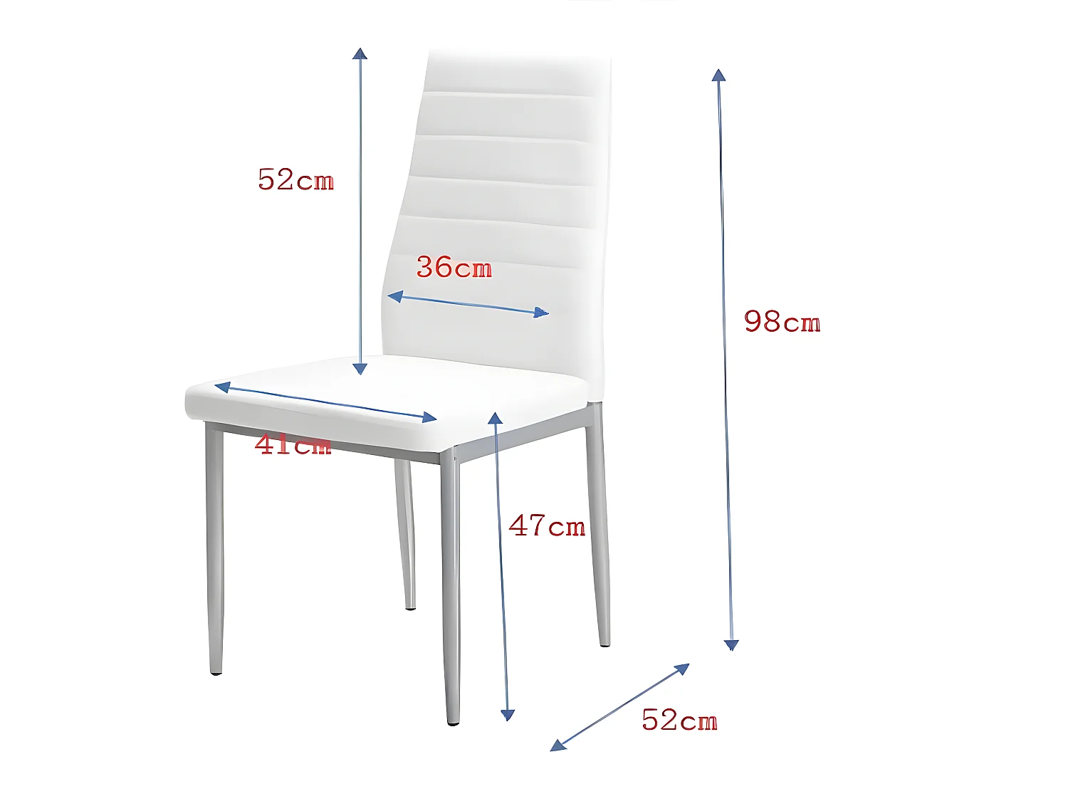 Stuhl 4er-Set - Kunstleder & schwarzes Metall - Schwarz - DEJANA