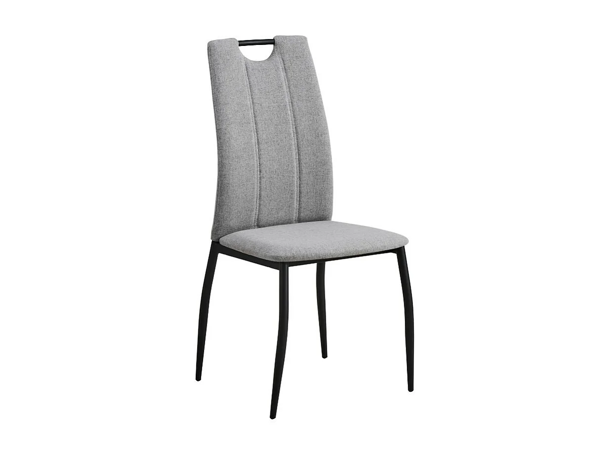 Zestaw krzeseł 4 szt. - tkanina i czarny metal - jasnoszary - STORY