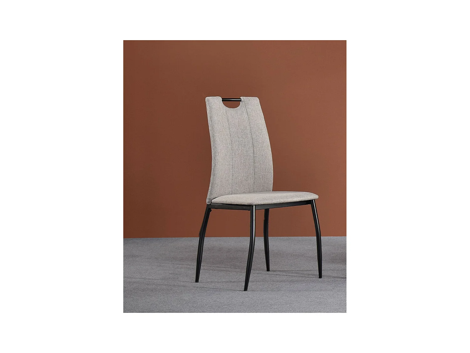 Zestaw krzeseł 4 szt. - tkanina i czarny metal - jasnoszary - STORY